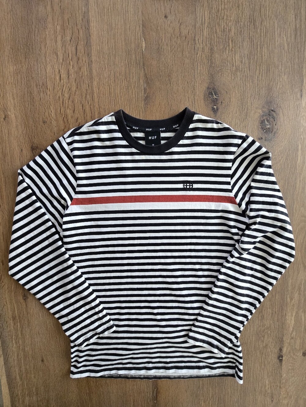 HUF Striped Long Sleeve T Shirt Men’s M Embroidered Logo Streetwear